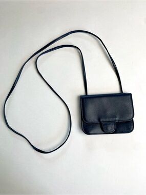 mundi Navy Leather Crossbody Shoulder Bag